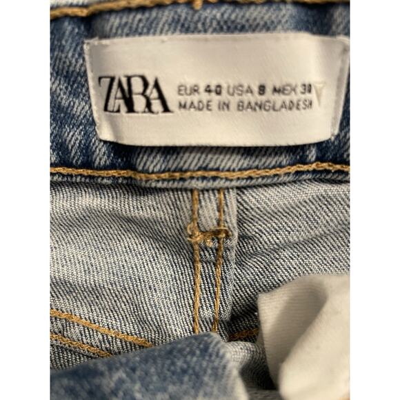 Zara Denim Shorts Womens 8 High Rise Distress Raw Boho Hippie Festival Grunge - Picture 3 of 8